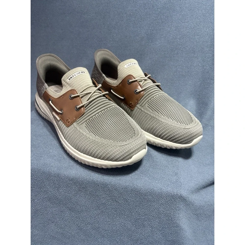 SKETCHERS Delson 3.0  Men's 14 Wide Fit Roth Slip in Taupe Brown Shoes Comfort